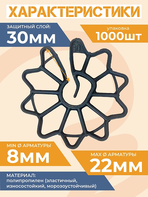Фиксатор арматуры звездочка 30 упаковка 1000 шт. — изображение 2