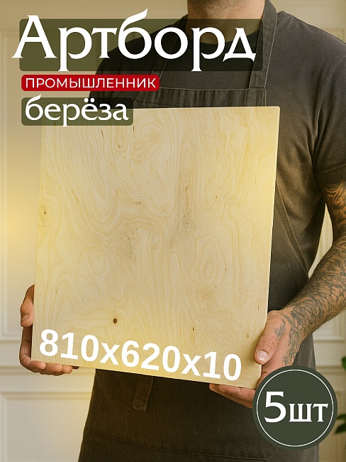 Фанера 810х620х10мм, береза, упаковка 5 шт