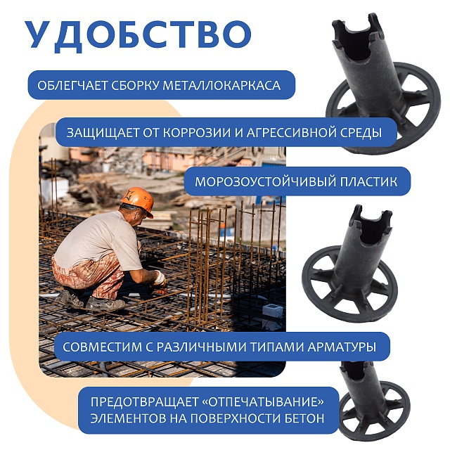 Фиксатор арматуры стульчик под сыпучий грунт ФС 60 250 шт. — изображение 4