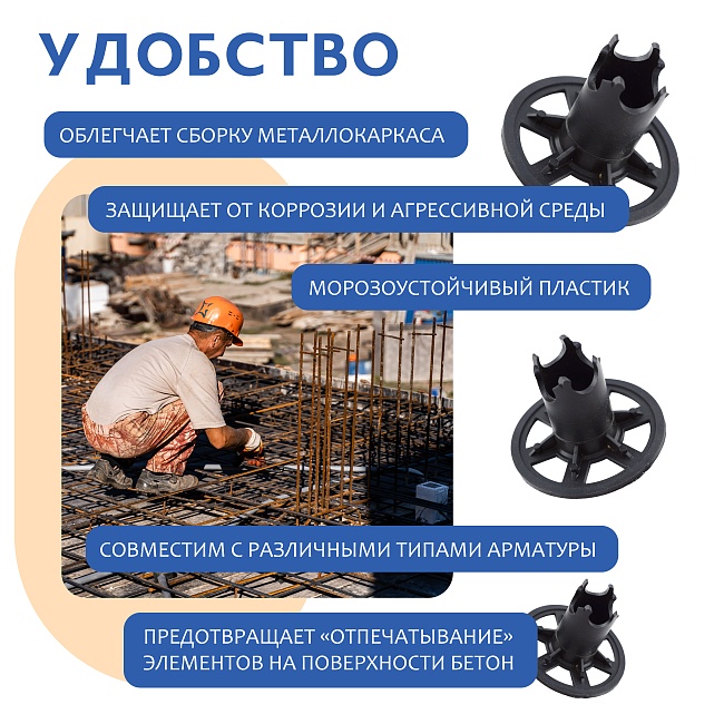 Фиксатор арматуры стульчик под сыпучий грунт ФС 40 250 шт. — изображение 6