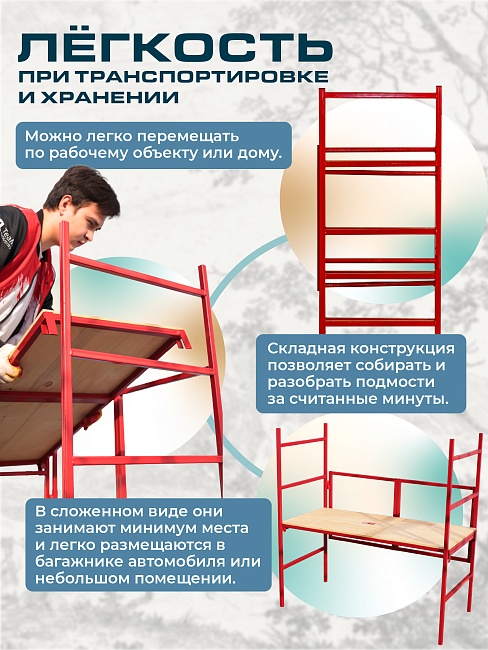 Подмости складные малярные многоярусные H104 эконом — изображение 5
