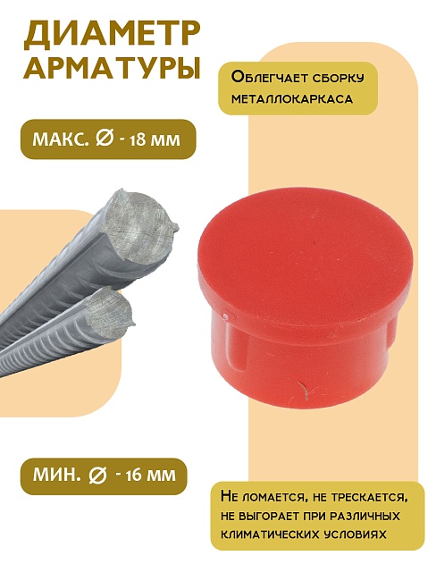 Фиксатор арматуры защитный колпачок 16-18 мм 1000 шт. — изображение 5