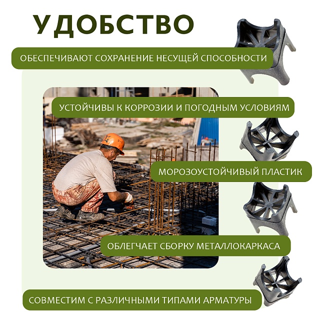 Фиксатор арматуры опора 20/25/30/35 упаковка 1000 шт. — изображение 2