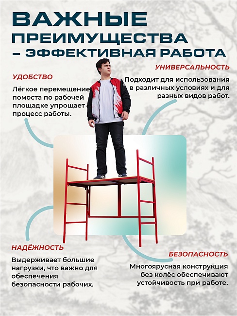 Подмости складные малярные многоярусные H104 эконом — изображение 7