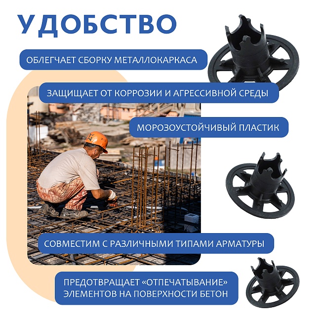 Фиксатор арматуры стульчик под сыпучий грунт ФС 30 250 шт. — изображение 6