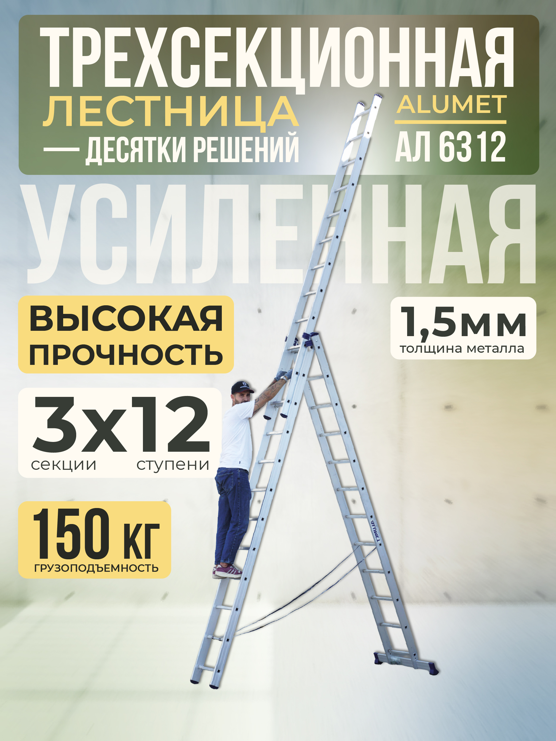 Лестница трехсекционная Alumet Ал 6312
