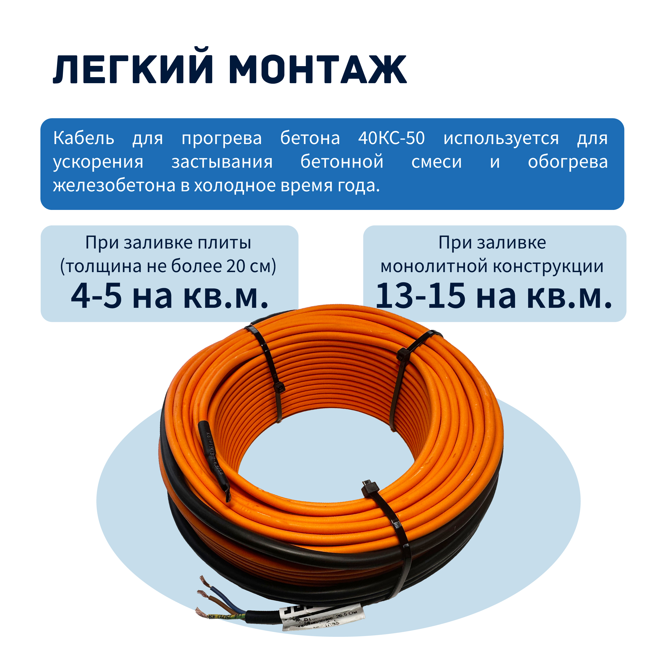 Кабель для прогрева бетона СТН 40КС-50 — изображение 3