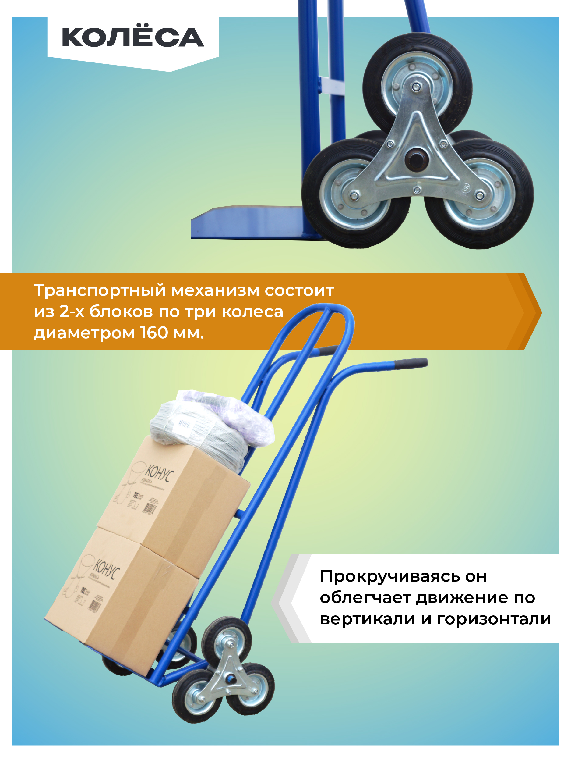 Грузовая тележка двухколесная Промышленник ДЛЕ-250 160 мм — изображение 5