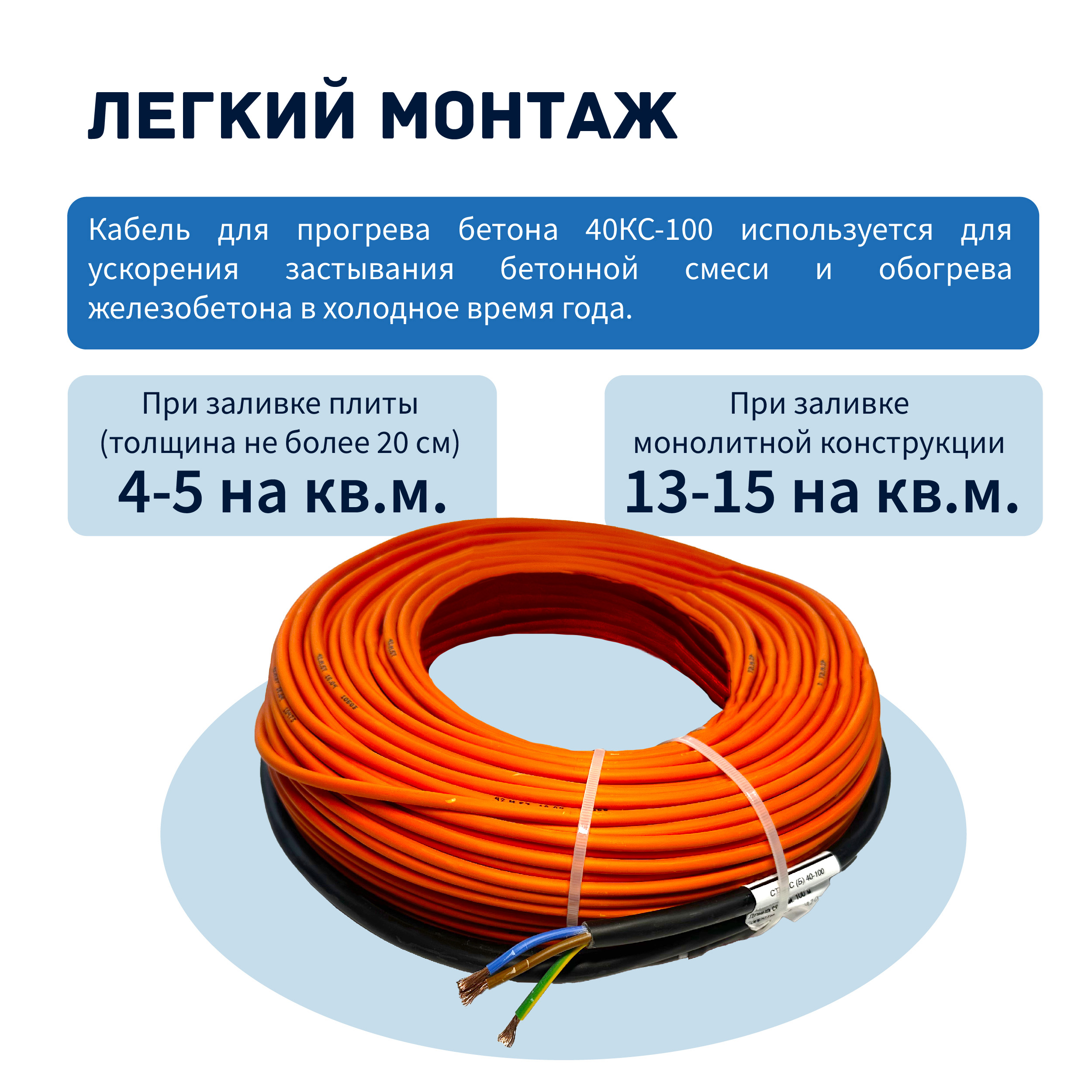 Кабель для прогрева бетона СТН 40КС-100 — изображение 3