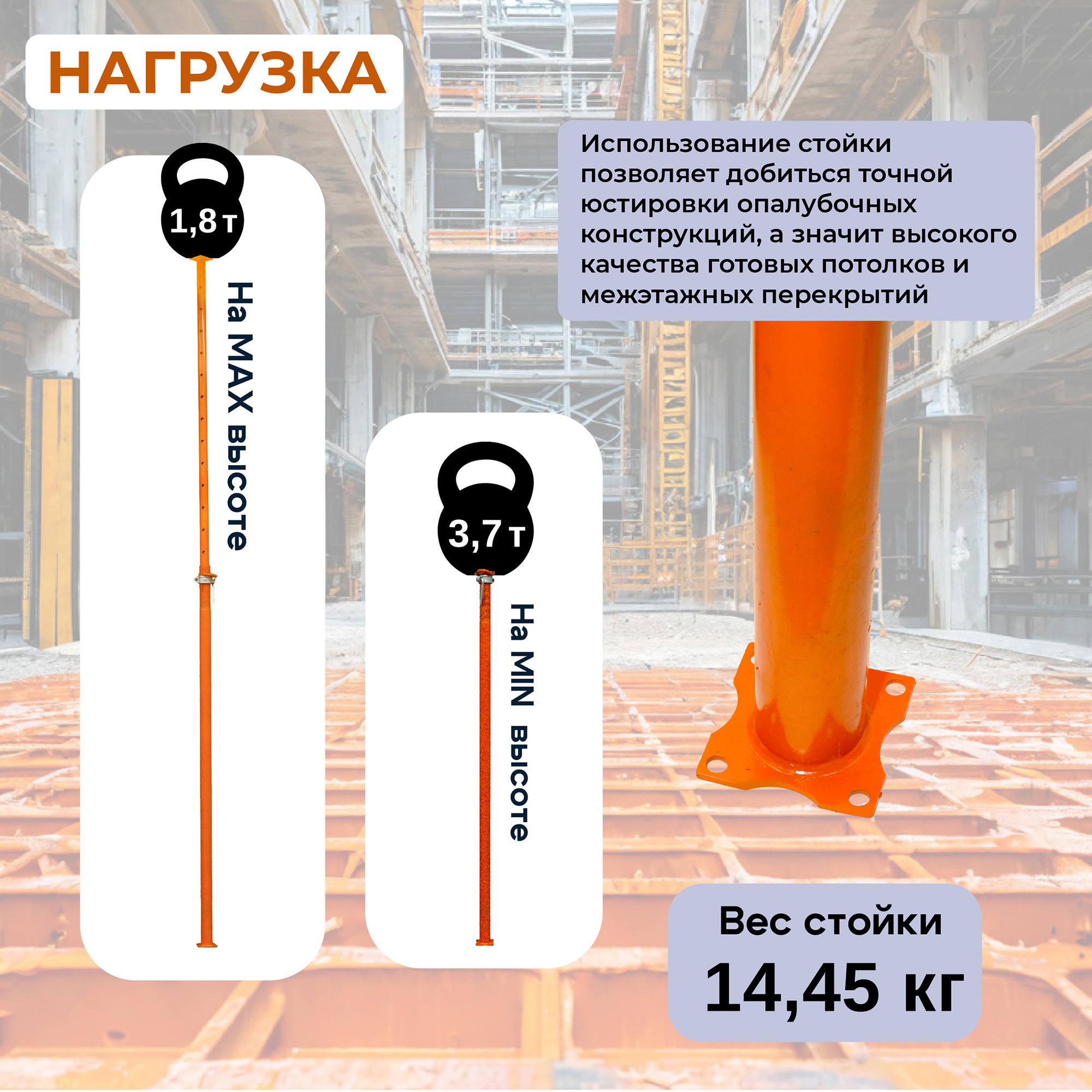 Стойка телескопическая для опалубки 3.7 м (усиленная) — изображение 13